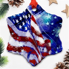 American Flag Red White Blue Fireworks Stars Independence Day Ornament (snowflake) by Sapixe