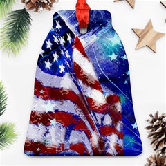 American Flag Red White Blue Fireworks Stars Independence Day Ornament (bell) by Sapixe