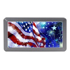 American Flag Red White Blue Fireworks Stars Independence Day Memory Card Reader (mini) by Sapixe