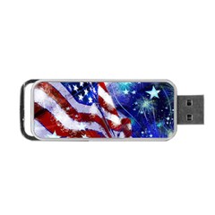 American Flag Red White Blue Fireworks Stars Independence Day Portable Usb Flash (one Side) by Sapixe