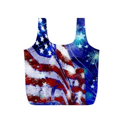 American Flag Red White Blue Fireworks Stars Independence Day Full Print Recycle Bags (s)  by Sapixe