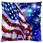 American Flag Red White Blue Fireworks Stars Independence Day Standard Flano Cushion Case (Two Sides) Front