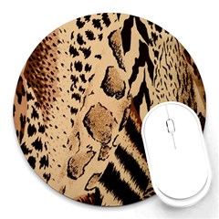 Animal Fabric Patterns Round Mousepads by Sapixe