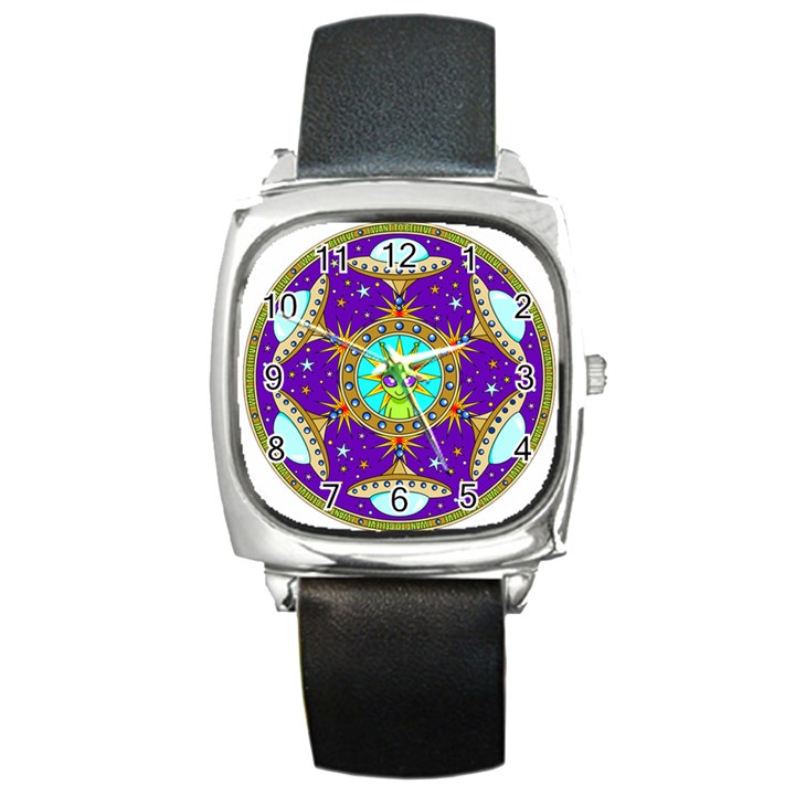 Alien Mandala Square Metal Watch