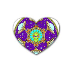 Alien Mandala Rubber Coaster (heart)  by Sapixe