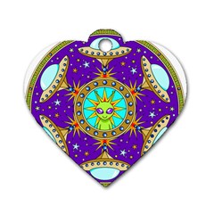 Alien Mandala Dog Tag Heart (two Sides) by Sapixe