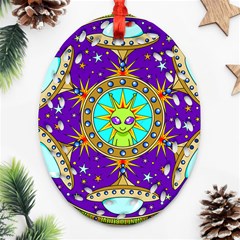 Alien Mandala Oval Filigree Ornament (two Sides) by Sapixe