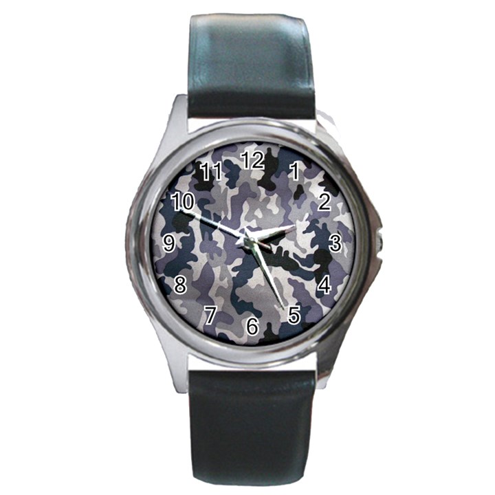 Army Camo Pattern Round Metal Watch