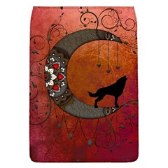 Black Wolf On Decorative Steampunk Moon Flap Covers (l)  by FantasyWorld7