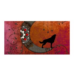 Black Wolf On Decorative Steampunk Moon Satin Wrap by FantasyWorld7