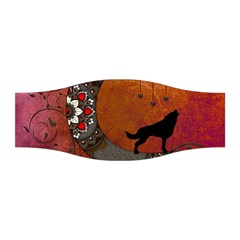 Black Wolf On Decorative Steampunk Moon Stretchable Headband by FantasyWorld7