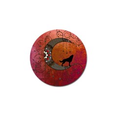 Black Wolf On Decorative Steampunk Moon Golf Ball Marker by FantasyWorld7