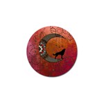 Black Wolf On Decorative Steampunk Moon Golf Ball Marker Front