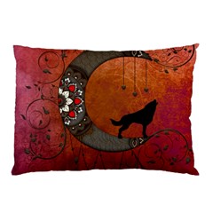 Black Wolf On Decorative Steampunk Moon Pillow Case by FantasyWorld7