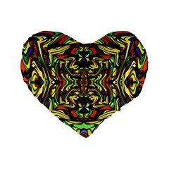 Artwork By Patrick-colorful-19 Standard 16  Premium Flano Heart Shape Cushions by ArtworkByPatrick