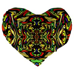 Artwork By Patrick-colorful-19 Large 19  Premium Flano Heart Shape Cushions by ArtworkByPatrick