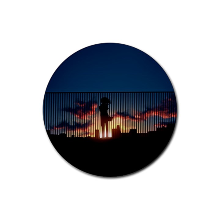 Art Sunset Anime Afternoon Rubber Coaster (Round) 