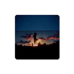 Art Sunset Anime Afternoon Square Magnet by Sapixe