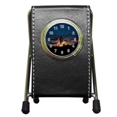 Art Sunset Anime Afternoon Pen Holder Desk Clocks by Sapixe