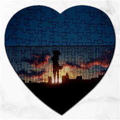 Art Sunset Anime Afternoon Jigsaw Puzzle (heart) by Sapixe