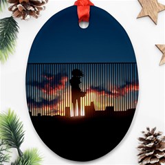 Art Sunset Anime Afternoon Oval Ornament (two Sides) by Sapixe