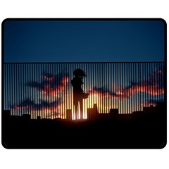 Art Sunset Anime Afternoon Fleece Blanket (medium)  by Sapixe