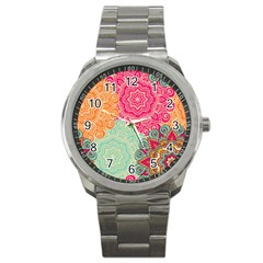 Art Abstract Pattern Sport Metal Watch by Sapixe