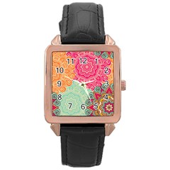 Art Abstract Pattern Rose Gold Leather Watch  by Sapixe