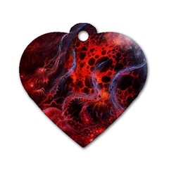 Art Space Abstract Red Line Dog Tag Heart (two Sides)