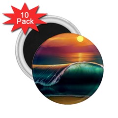 Art Sunset Beach Sea Waves 2 25  Magnets (10 Pack)  by Sapixe