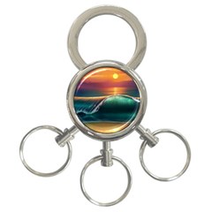 Art Sunset Beach Sea Waves 3-ring Key Chains by Sapixe