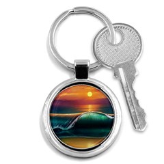 Art Sunset Beach Sea Waves Key Chains (round)  by Sapixe