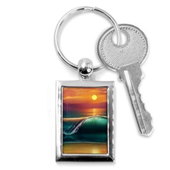 Art Sunset Beach Sea Waves Key Chains (rectangle)  by Sapixe