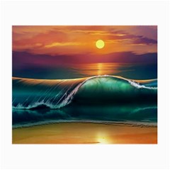 Art Sunset Beach Sea Waves Small Glasses Cloth by Sapixe