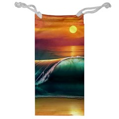 Art Sunset Beach Sea Waves Jewelry Bag by Sapixe