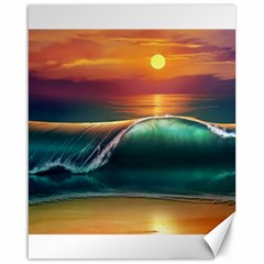 Art Sunset Beach Sea Waves Canvas 16  X 20   by Sapixe