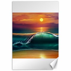 Art Sunset Beach Sea Waves Canvas 20  X 30   by Sapixe