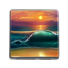 Art Sunset Beach Sea Waves Memory Card Reader (square) by Sapixe