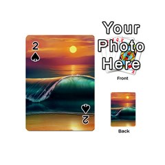 Art Sunset Beach Sea Waves Playing Cards 54 (mini)  by Sapixe