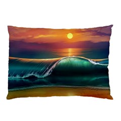 Art Sunset Beach Sea Waves Pillow Case (two Sides) by Sapixe