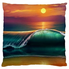 Art Sunset Beach Sea Waves Large Cushion Case (two Sides) by Sapixe