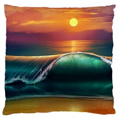 Art Sunset Beach Sea Waves Standard Flano Cushion Case (one Side) by Sapixe