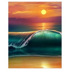 Art Sunset Beach Sea Waves Drawstring Bag (small) by Sapixe