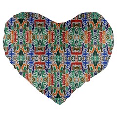 Colorful-23 Large 19  Premium Flano Heart Shape Cushions by ArtworkByPatrick