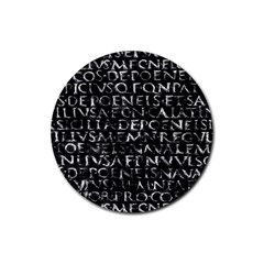 Antique Roman Typographic Pattern Rubber Coaster (round)  by dflcprints