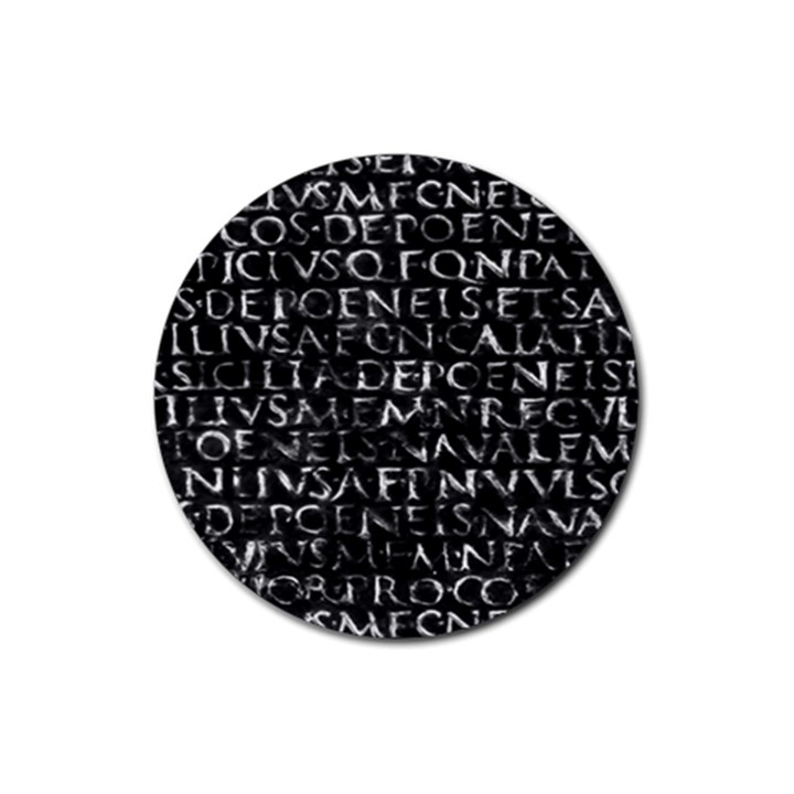 Antique Roman Typographic Pattern Rubber Round Coaster (4 pack) 