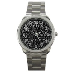 Antique Roman Typographic Pattern Sport Metal Watch by dflcprints