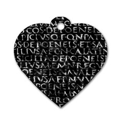 Antique Roman Typographic Pattern Dog Tag Heart (one Side) by dflcprints