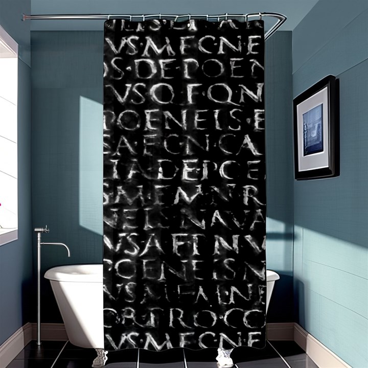 Antique Roman Typographic Pattern Shower Curtain 36  x 72  (Stall) 