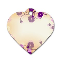 Background Floral Background Dog Tag Heart (two Sides)